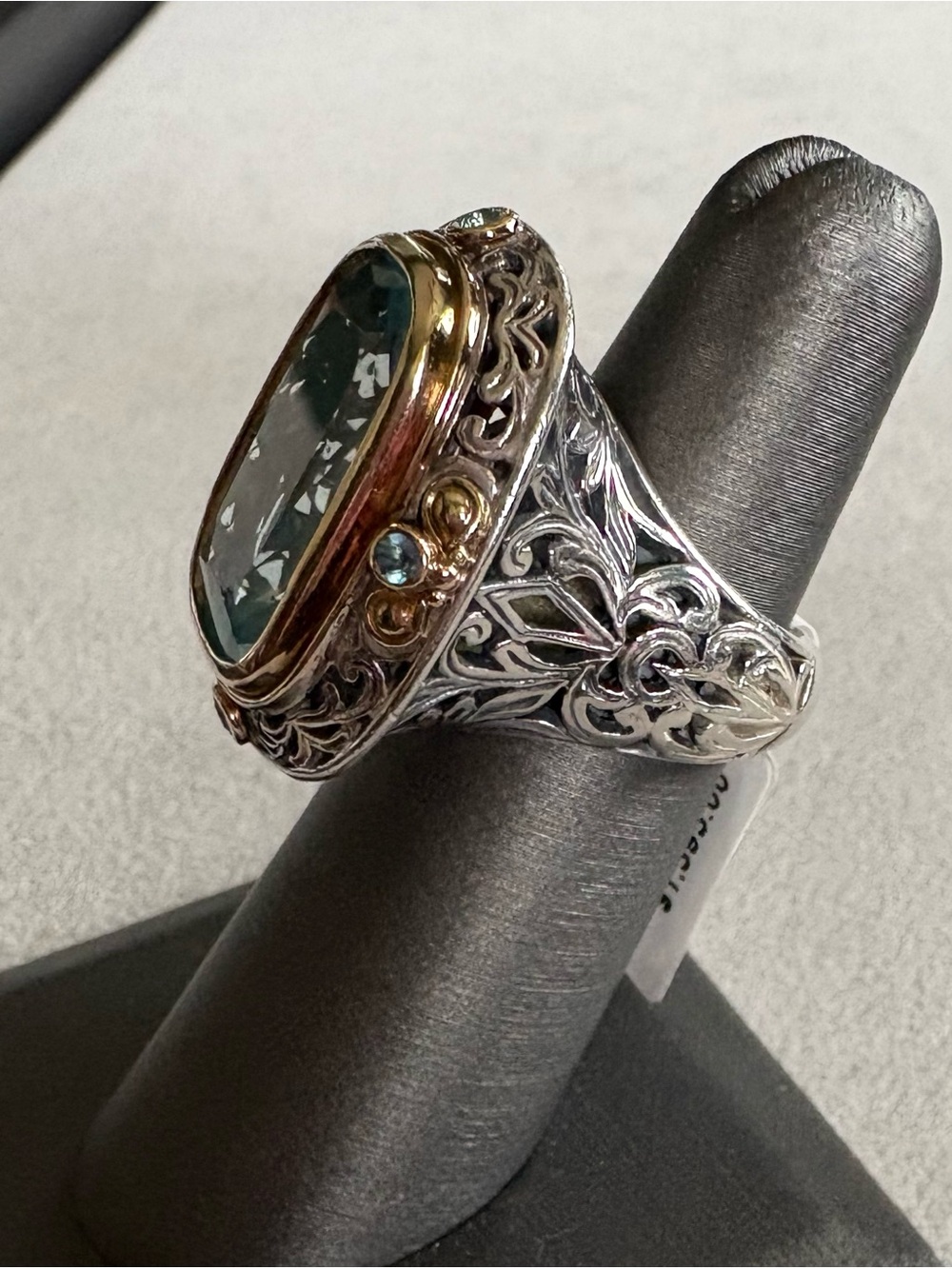 Konstantino Blue Topaz Sterling Silver 18K Gold Cocktail Ring - - Picture 5 of 12